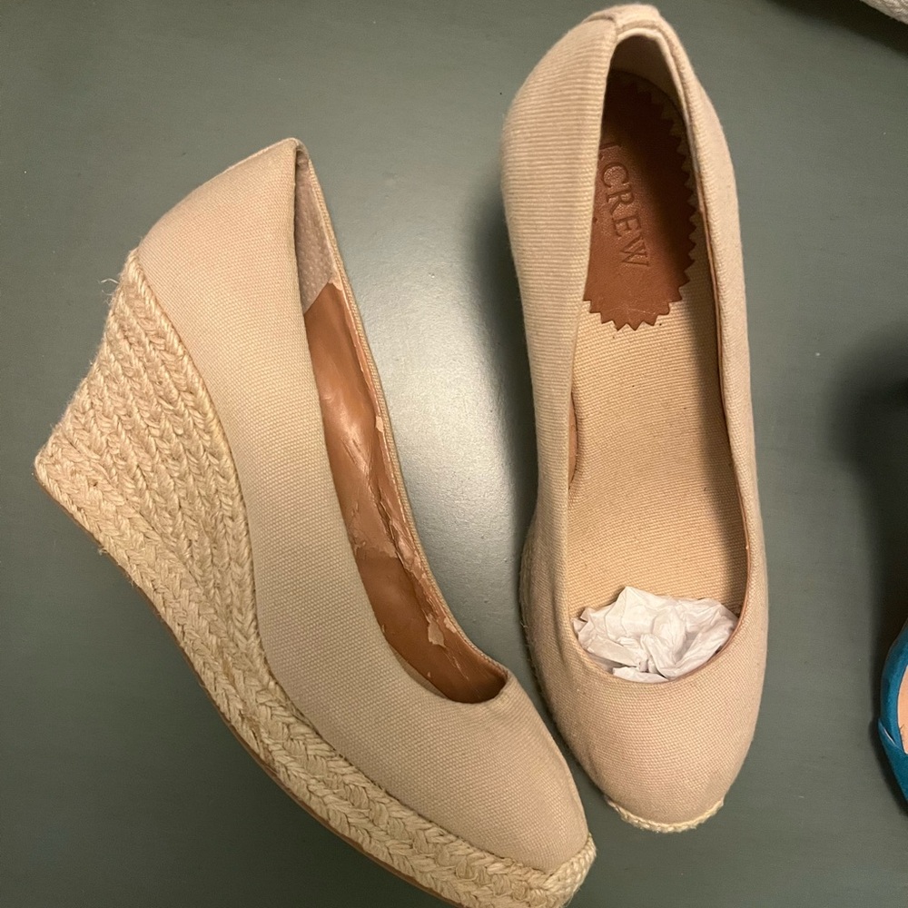 J.Crew Tan Size 7.5 Espadrilles Wedges Heels in Excellent Condition - Picture 3 of 4